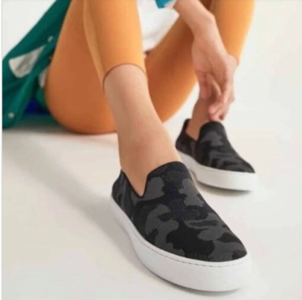 Rothy’s The Original Slip on Sneaker in Camo Grey Black Size 10